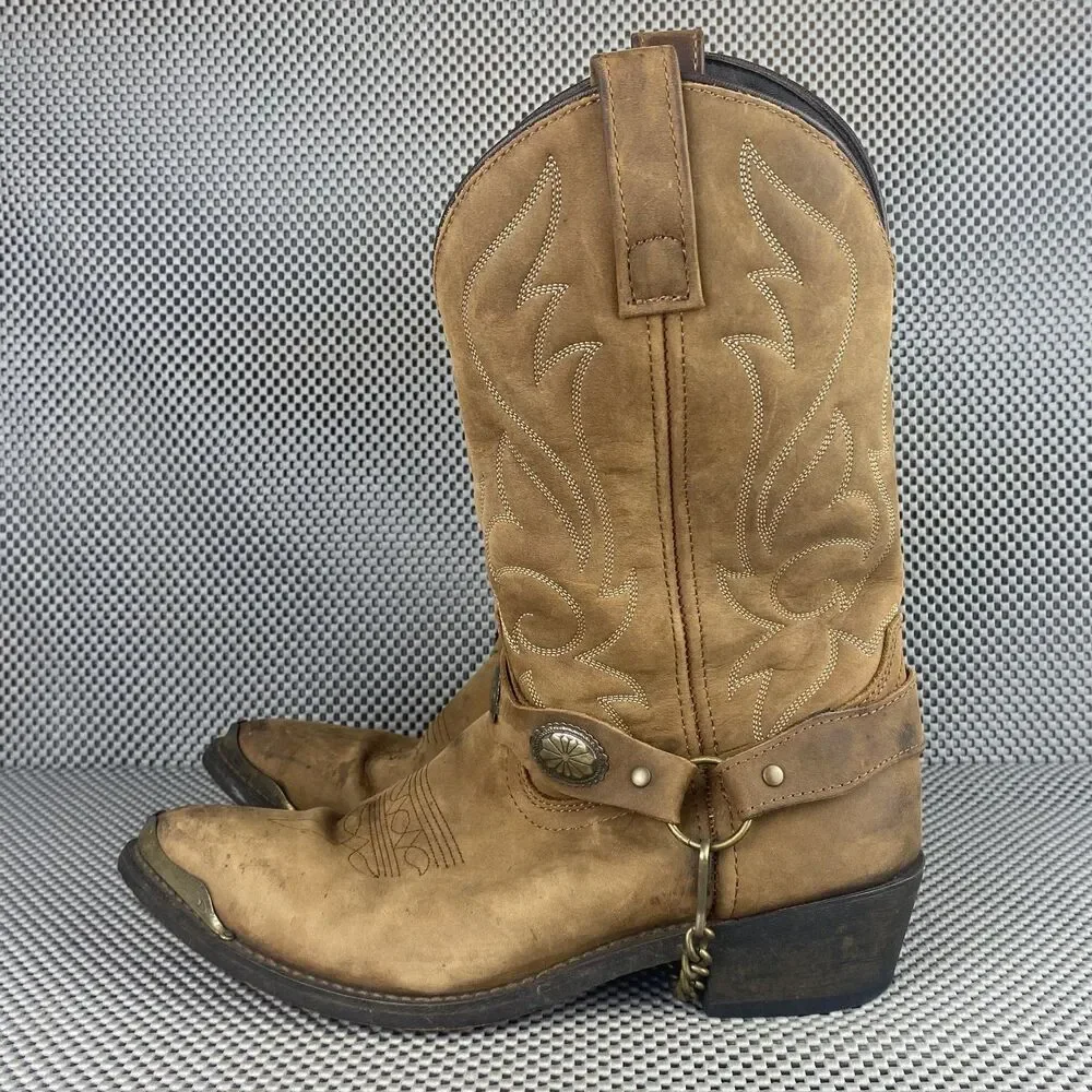 Vintage Masterson Boot co Cowboy Boots Mens 8.5 EW Brown Leather Western RB918